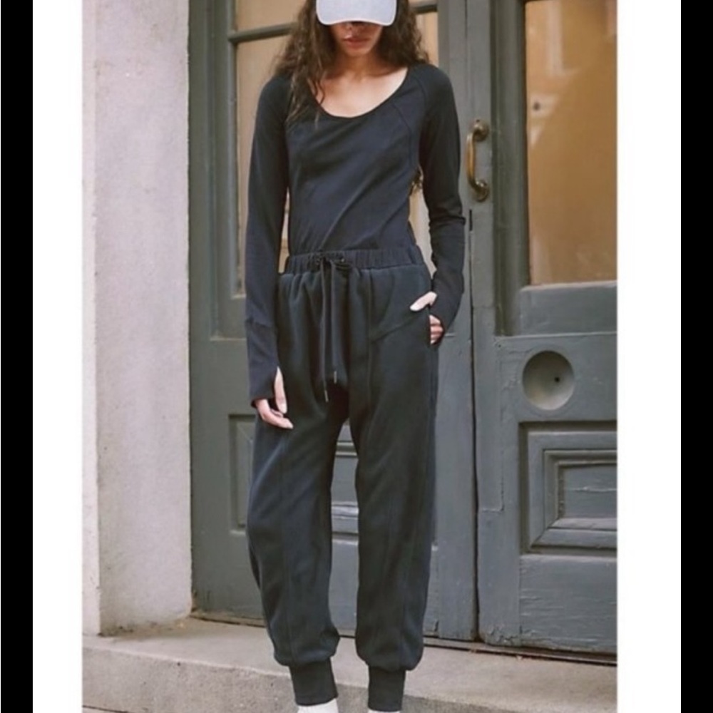 FP Movement by Free People Fleece Black Jumpsuit